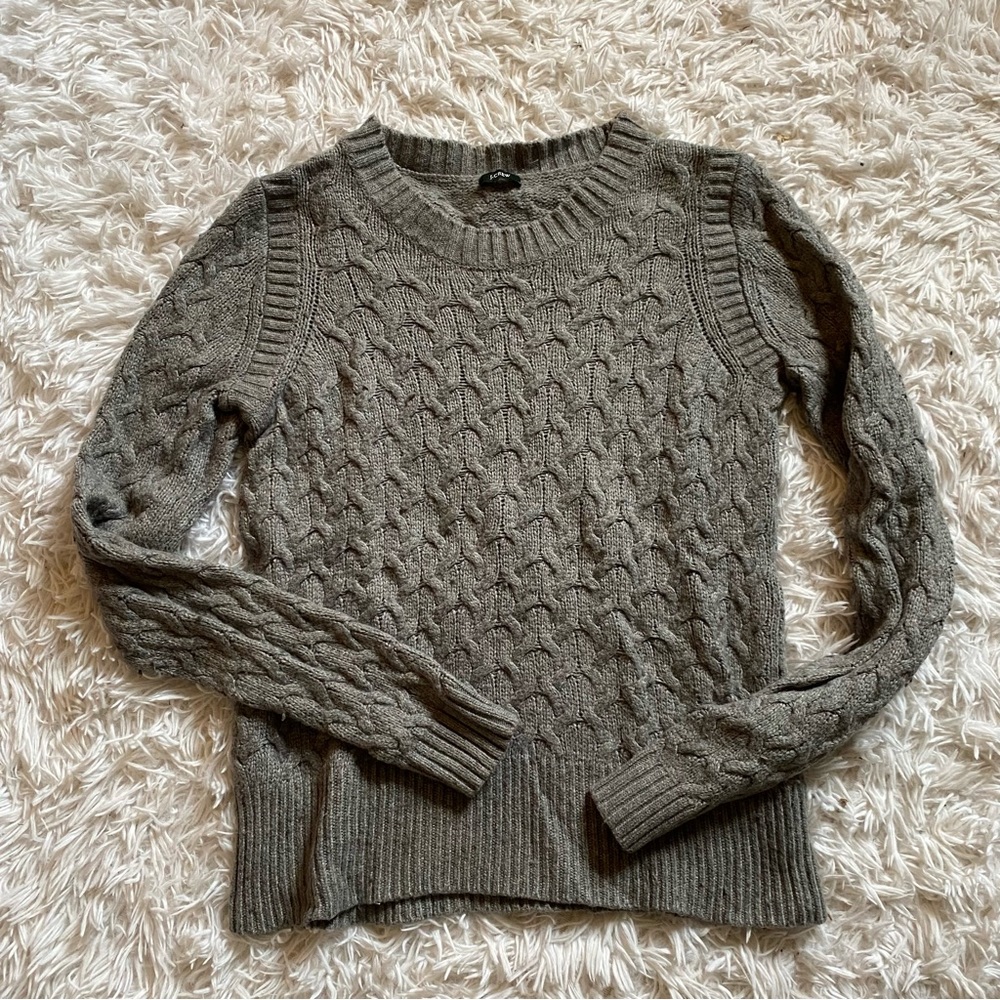 J CREW Grey Cable Knit Sweater size XS